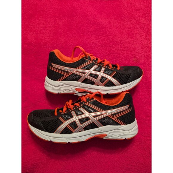 ASICS Gel Contend 4 Women’s Size 7 Black Orange Running Shoes T765N Comfort Fit - Picture 1 of 12